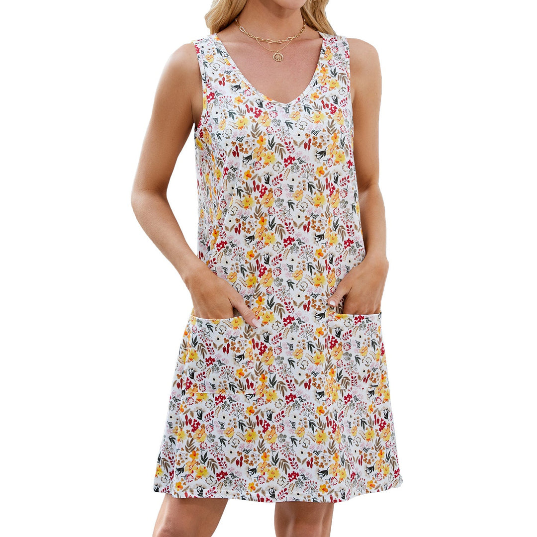 Levoire | Robe d'été lâche sans bretelles relaxante fleur jaune