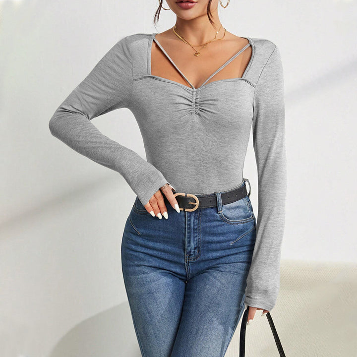 Body à manches longues pour femme avec décolleté en V tendance et détails raffinés aux épaules Levoire