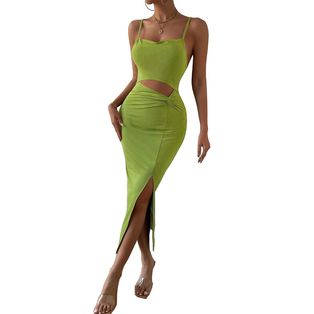 Robe maxi découpée pour femme avec décolleté en V élégant et fente haute Levoire