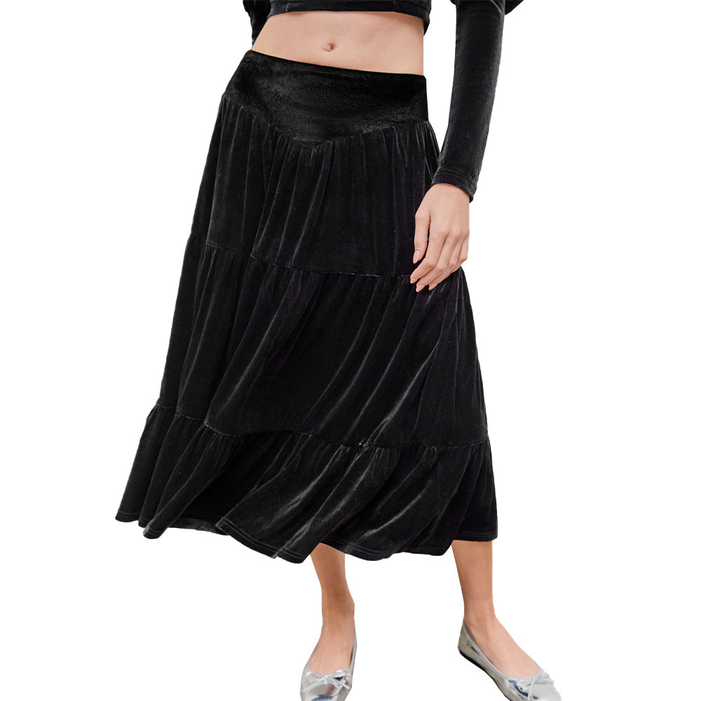 Ensemble élégant pour femmes composé d'une chemise à volants et d'une jupe maxi fluide Levoire
