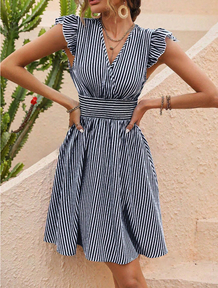 Levoire | Robe Femme Rayée Tendance Noir