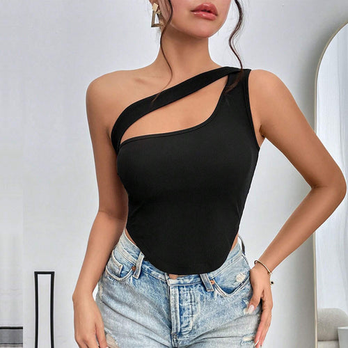 Body asymétrique pour femmes avec de fines bretelles spaghetti et tissu élastique Levoire