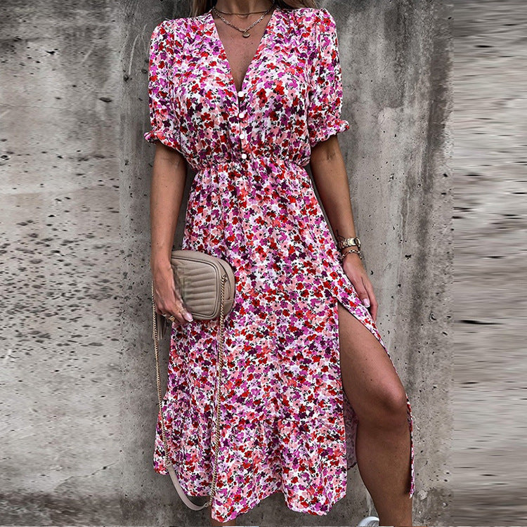 Levoire | Robe Longue Imprimée Cintrée Rosa