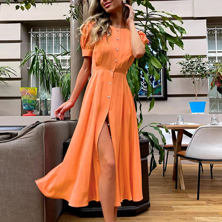 Robe chemise mi-longue pour femme avec boutons et fente latérale Levoire