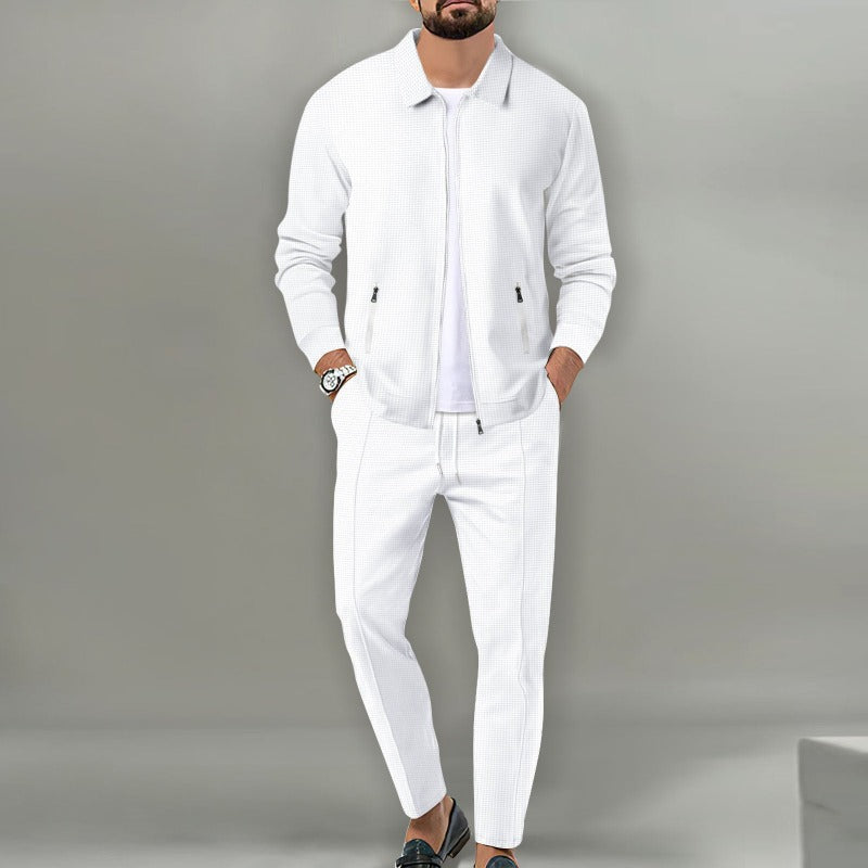 Levoire | Ensemble Delige Avec Pantalon Long Et Veste Avec Fermeture Éclair Blanc