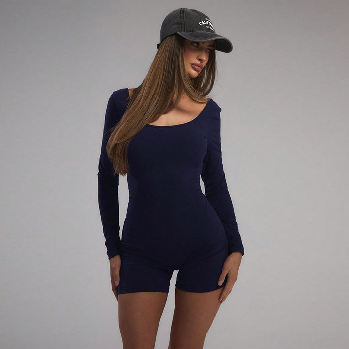Body à manches longues pour femme avec coupe ajustée et décolleté en U à la mode Levoire