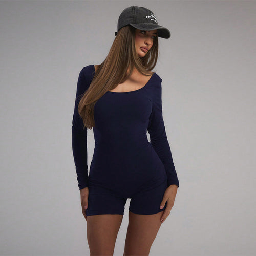 Body à manches longues pour femme avec coupe ajustée et décolleté en U à la mode Levoire