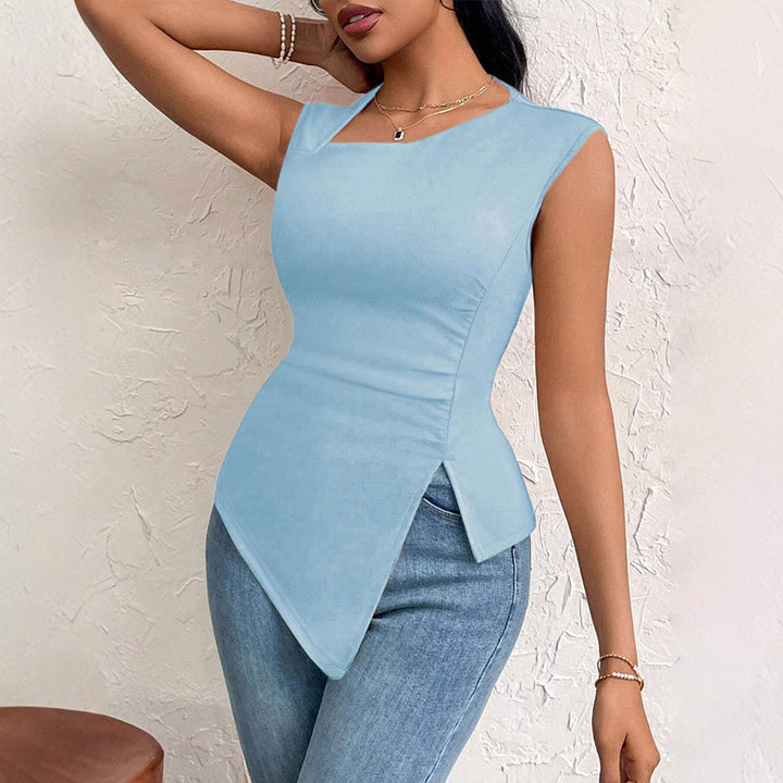 Top asymétrique pour femmes avec drapage élégant et découpe à la mode Levoire