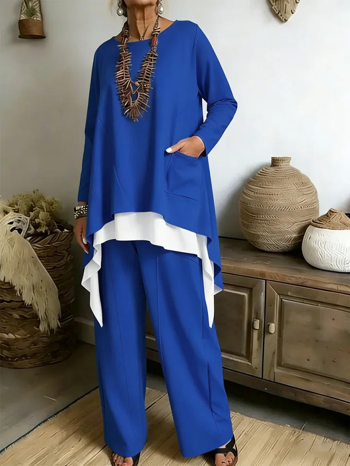Ensemble décontracté pour femmes composé d'un haut asymétrique et de pantalons larges Levoire