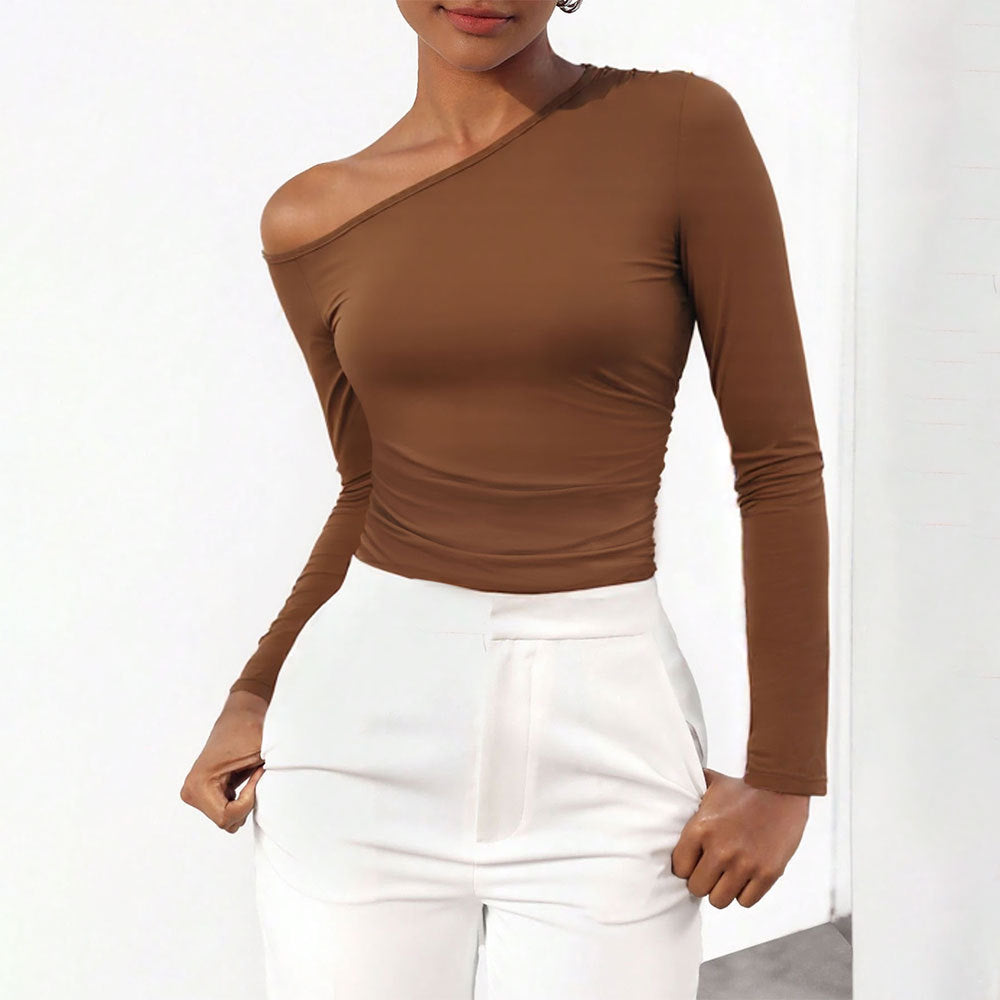 Chemise à manches longues asymétrique pour femmes avec décolleté sophistiqué Levoire
