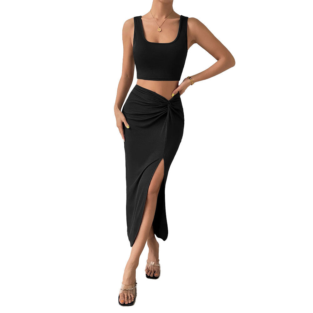 Robe portefeuille pour femmes avec fente asymétrique et détail de nœud chic Levoire