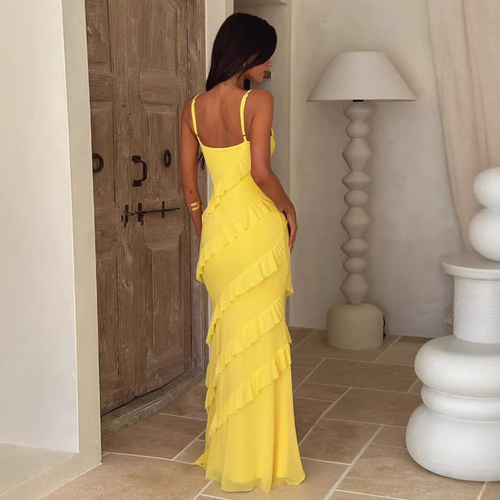 Robe maxi pour femmes avec design à volants et coupe flatteuse Levoire
