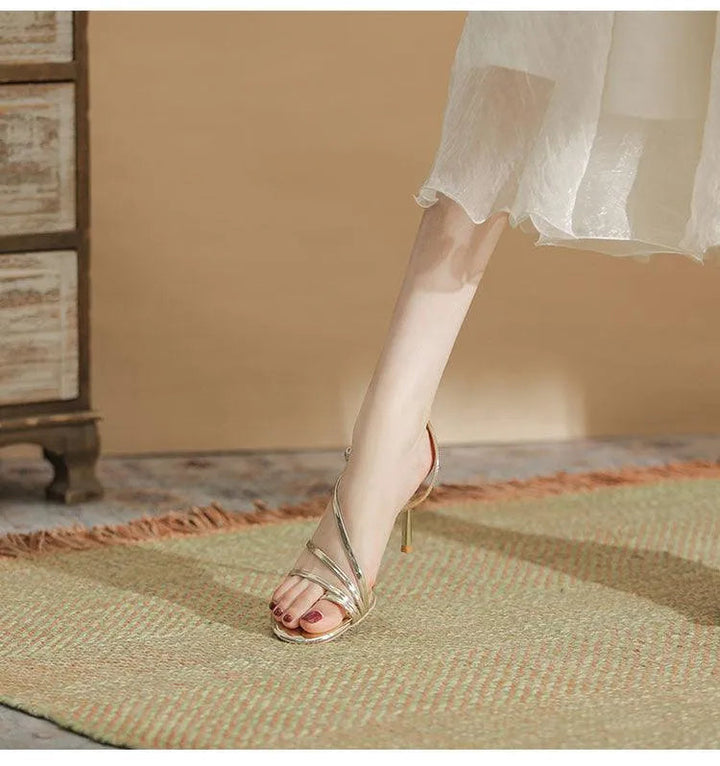 Levoire | Chaussures à talon doré fin Kulta Flip Zeh 8cm
