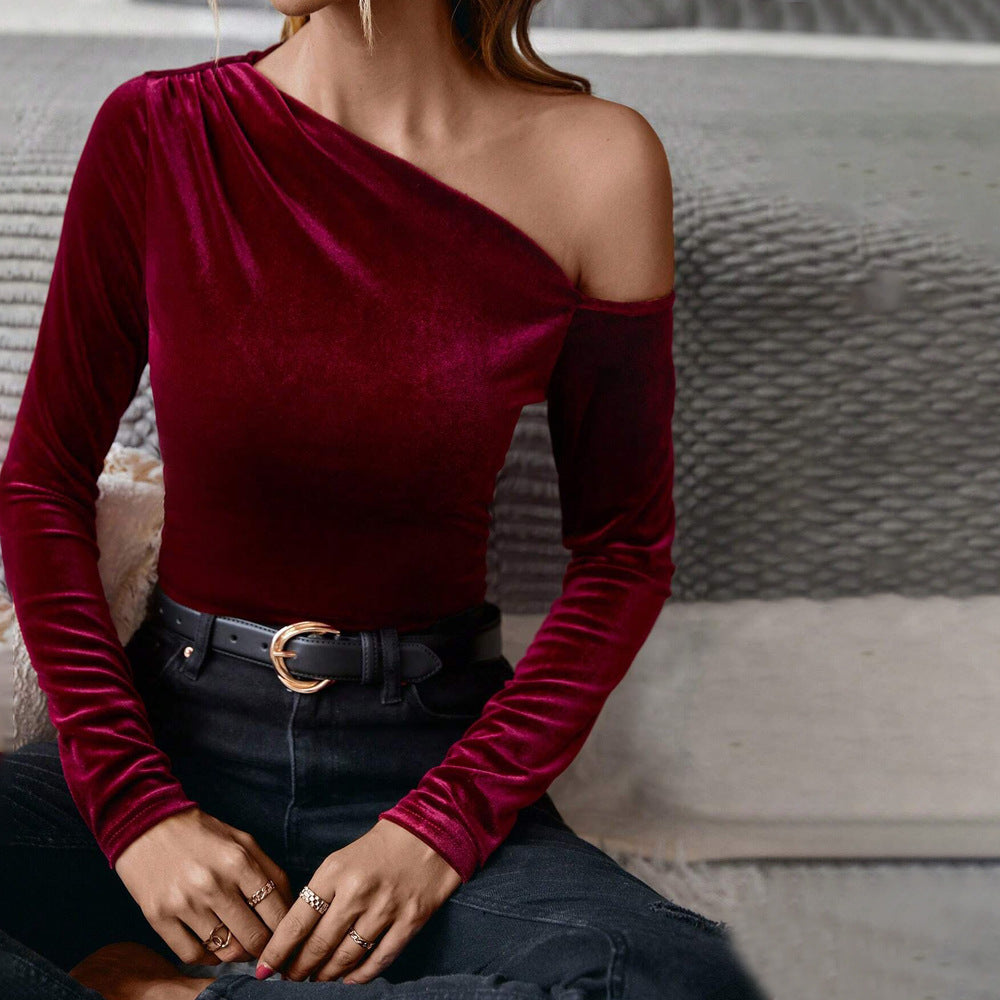 Body chic à une épaule pour femme en velours Levoire