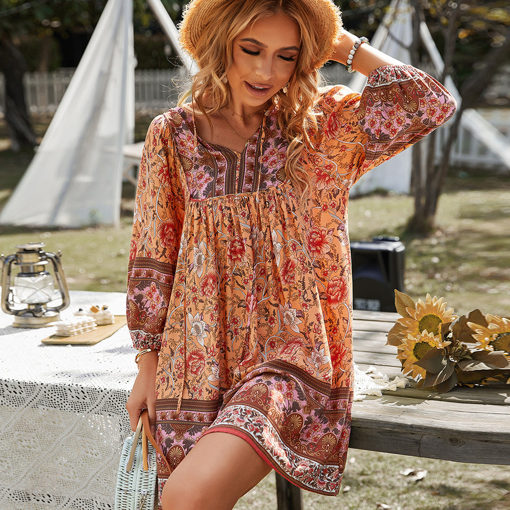 Levoire | Robe Tunique Bohème Orange (Épuisé rapidement)