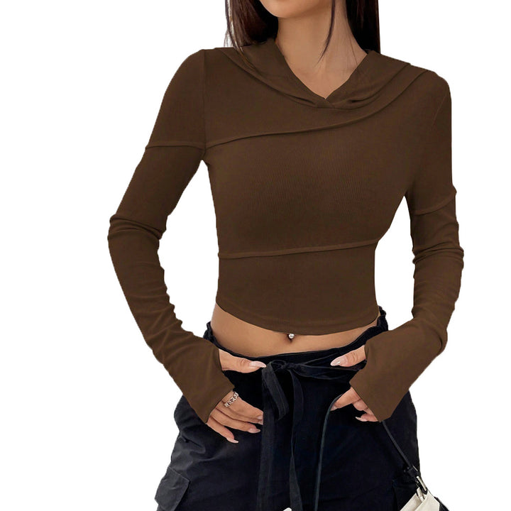 Top court pour femmes avec un design élégant de hoodie et manches longues Levoire