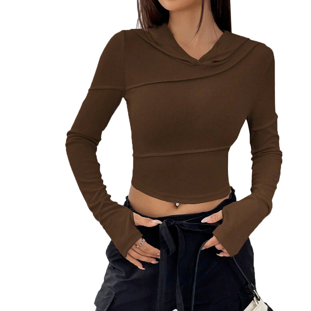Femme crop top avec design élégant à capuche et manches longues Levoire