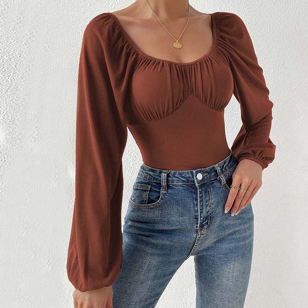 Maillot de bain femme avec manches bouffantes longues et haut froncé Levoire