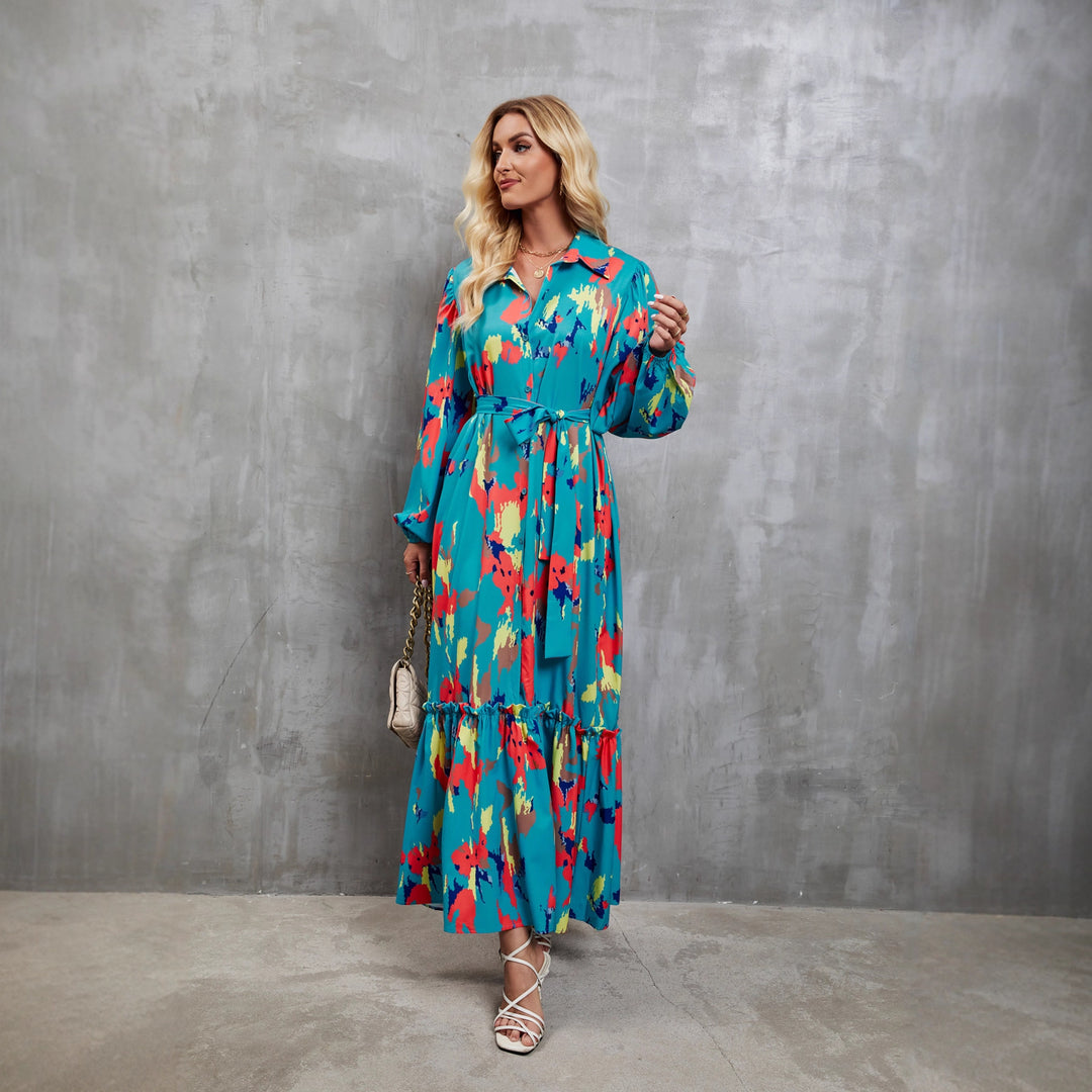 Robe Maxi Femme avec Manches Longues Tendance et Imprimé Floral Levoire