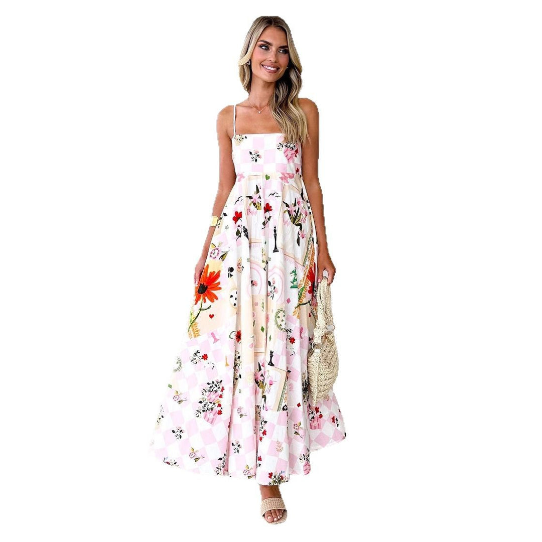 Robe maxi femme avec des bretelles élégantes et des accents floraux Levoire