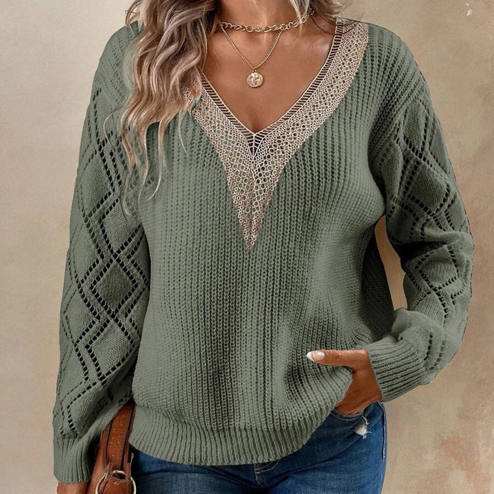 Levoire | Top À Décolleté En V Avec Manchettes En Dentelle Vert
