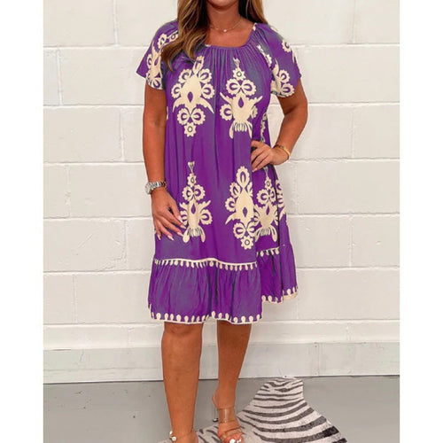 Levoire | Chic Été Fleurie Robe à Manches Courtes
