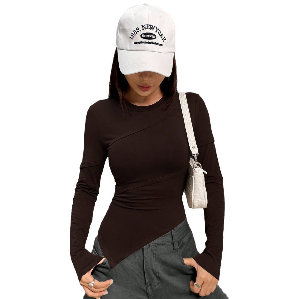 Chemise à manches longues ajustée pour femmes avec design asymétrique et coupe tendance Levoire