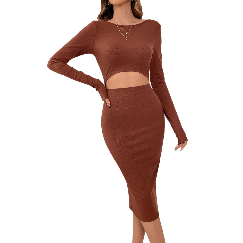 Robe midi ajustée pour femmes avec des découpes et des manches longues Levoire