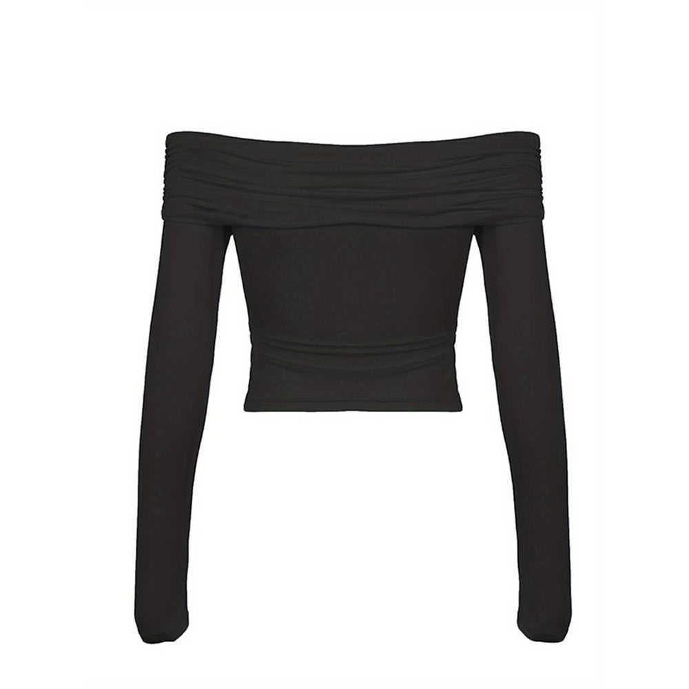 Body femme à manches longues avec un style décontracté épaule dénudée et un détail drapé sophistiqué Levoire