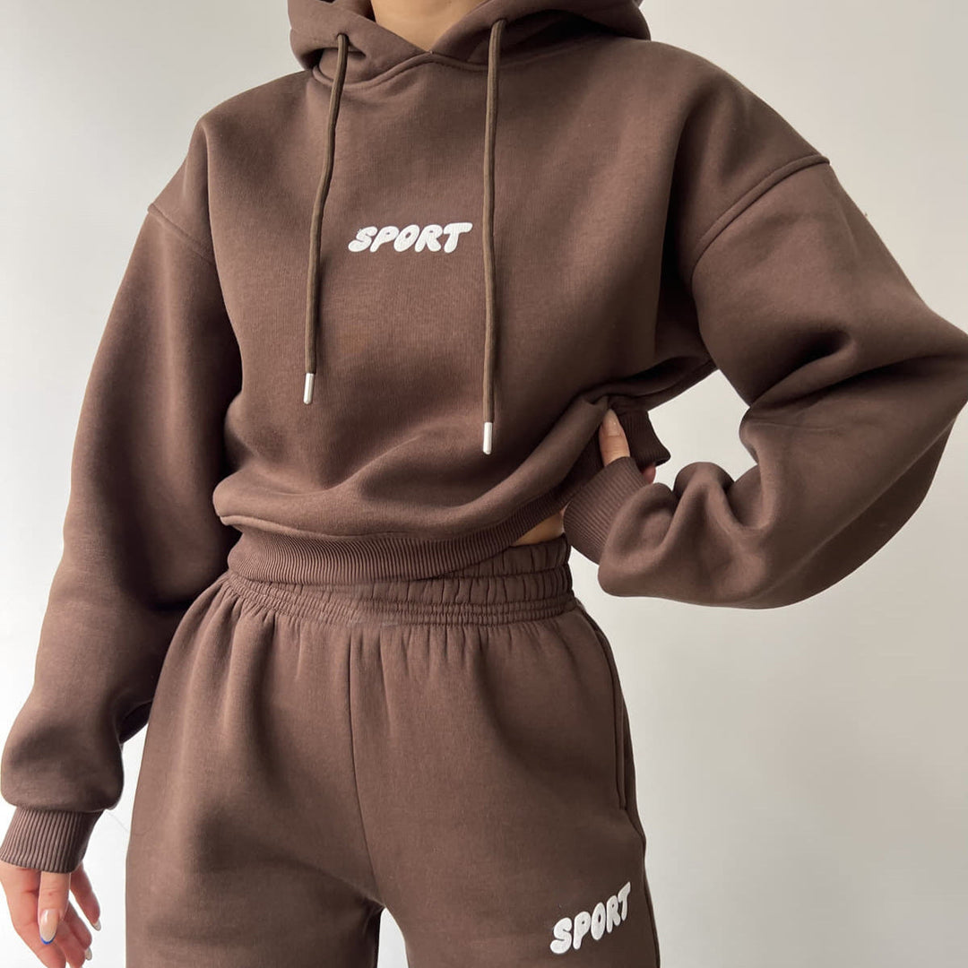 Levoire | Ensemble de Sport à Imprimé Huppari-Tendu-Tendance à Deux Pièces Braun