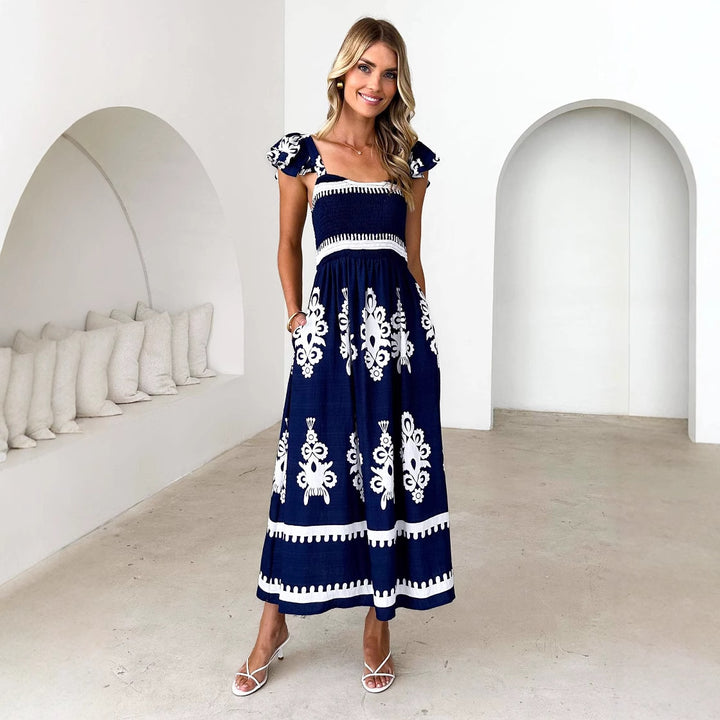 Robe maxi femme avec design décolleté et motifs floraux Levoire