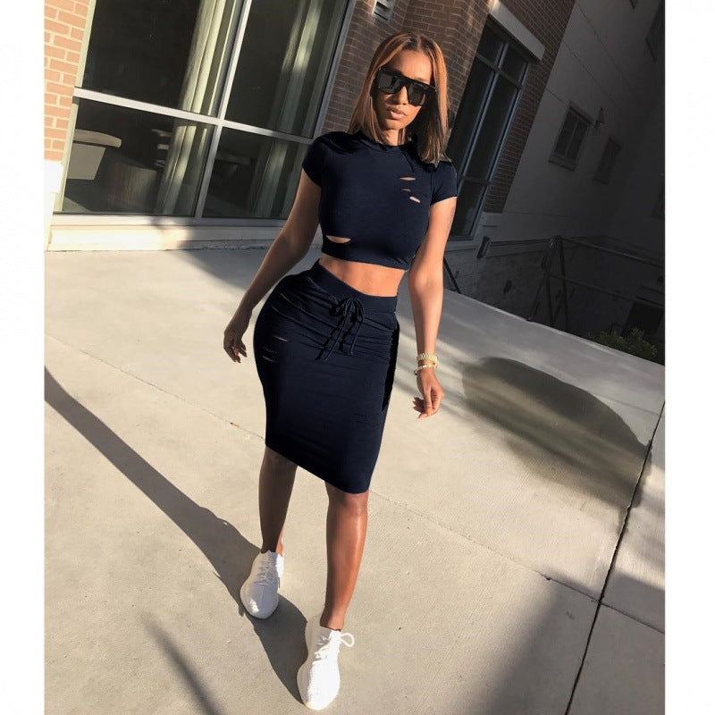 Ensemble femme de top court et jupe-pantalon ajustée avec cordon de serrage Levoire