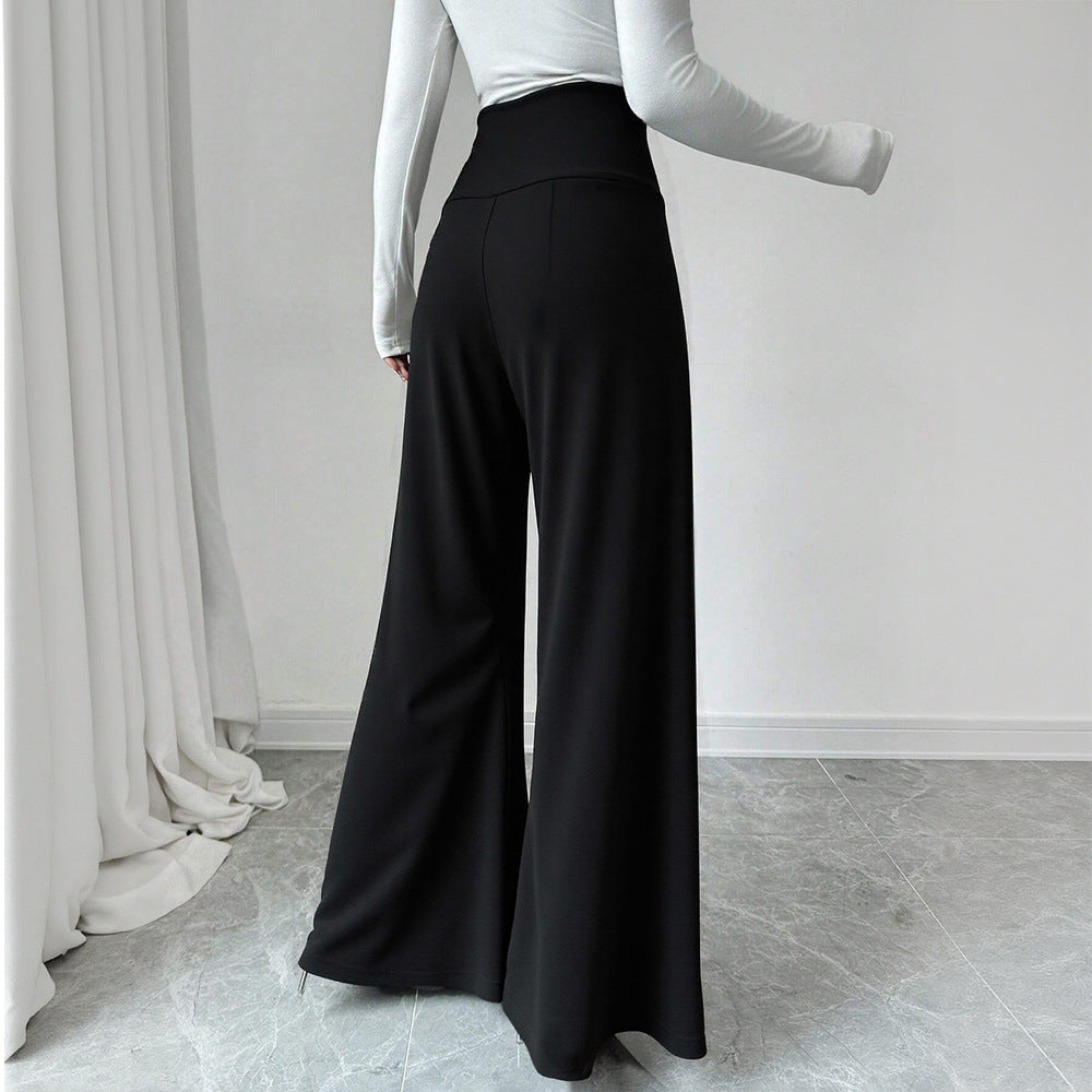 Pantalons Palazzo larges pour femmes avec taille haute et détails de bouton décoratif Levoire