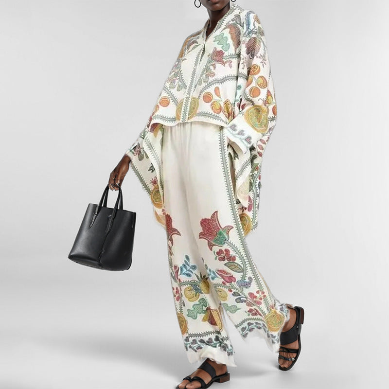 Haut kaftan floral pour femme avec détail de bouton Levoire