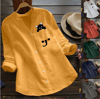 Blouse tendance pour femmes avec motif de chat amusant Levoire