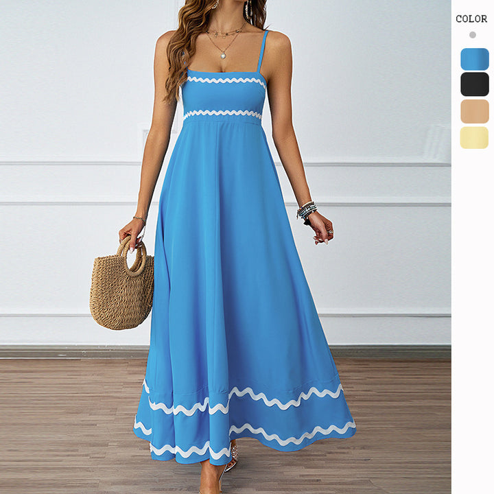 Robe maxi pour femmes avec un ourlet délicat à volants et de fines bretelles spaghetti Levoire