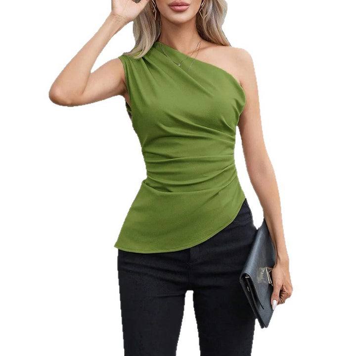Tops Élégant Femme À Une Épaule avec Volants et Coupe Asymétrique Levoire