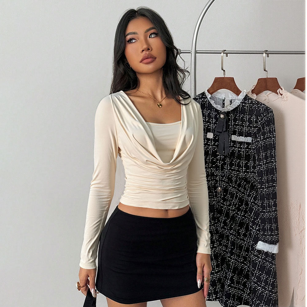 Chemise ajustée pour femmes à manches longues avec design enveloppant et col en V élégant Levoire