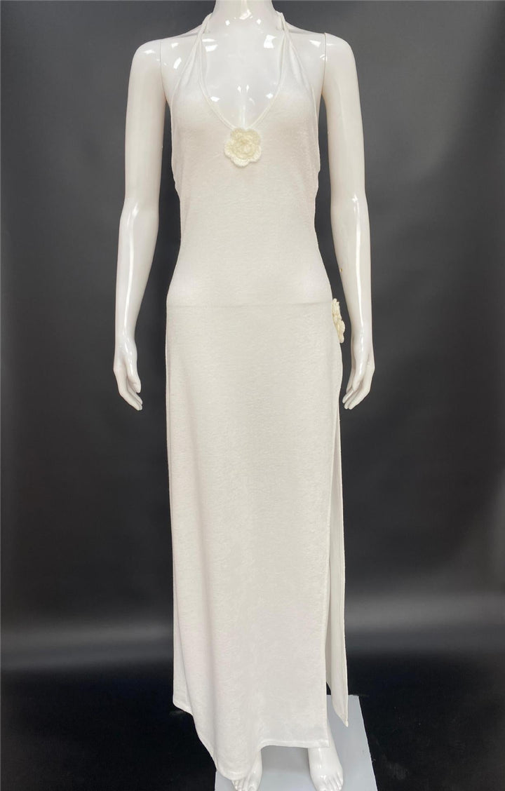 Levoire | Chic Épaules Exposées Belle Robe Tricot Blanc en stock