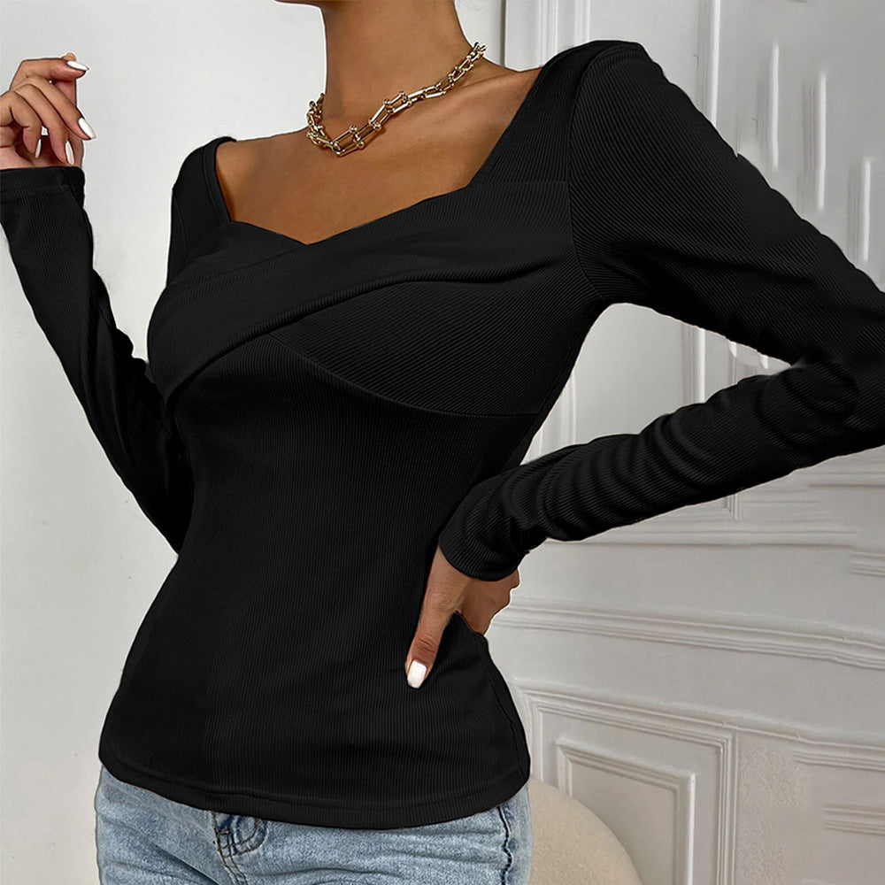Body à manches longues pour femme avec design enveloppant décoratif Levoire