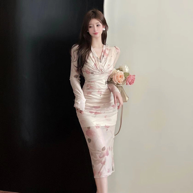 Levoire | Robe Tendance Kihara Décolleté en V Fronces Partie à Nouer
