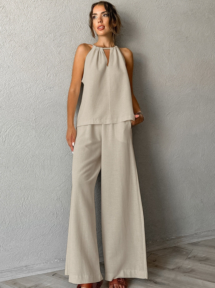 Levoire | Simple, Décontracté, Sans Manches Ensemble De Salon Khaki