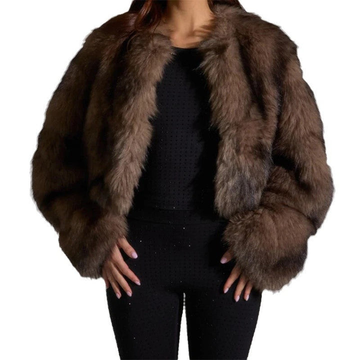 Dames manteau en fausse fourrure avec de longues manches douces Avriane