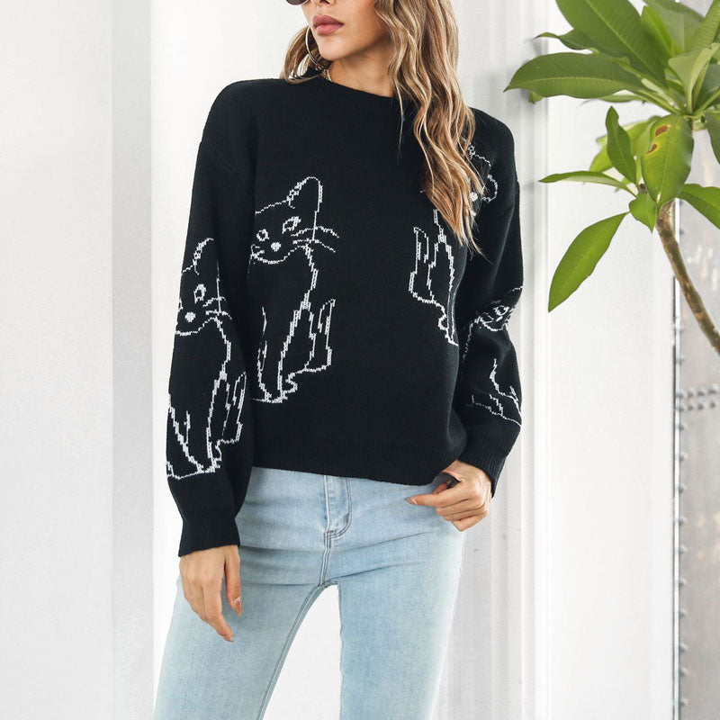 Levoire | En Tricot À Imprimé Chat