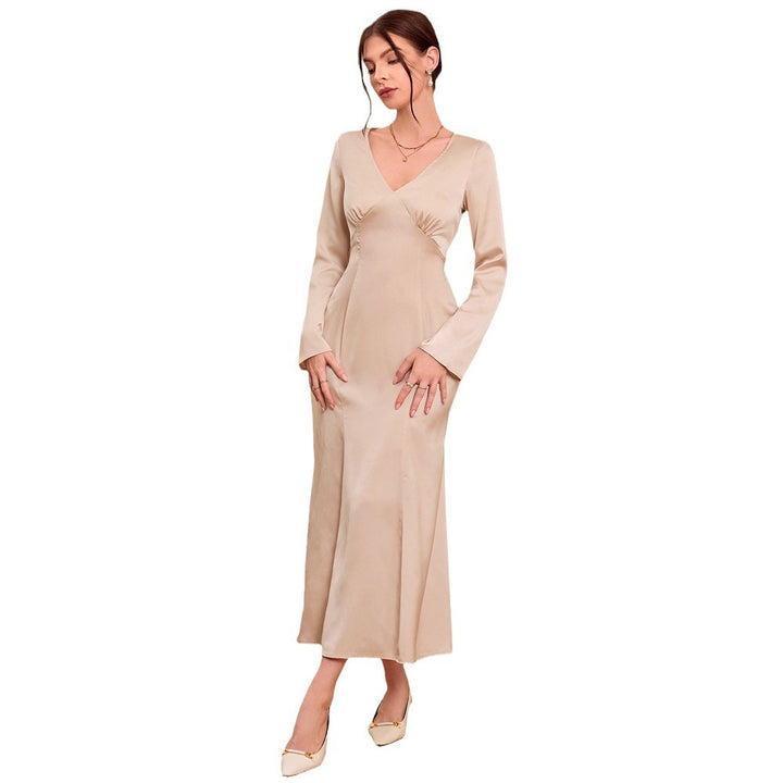 Robe midi élégante pour femmes avec décolleté en V et manches longues Levoire