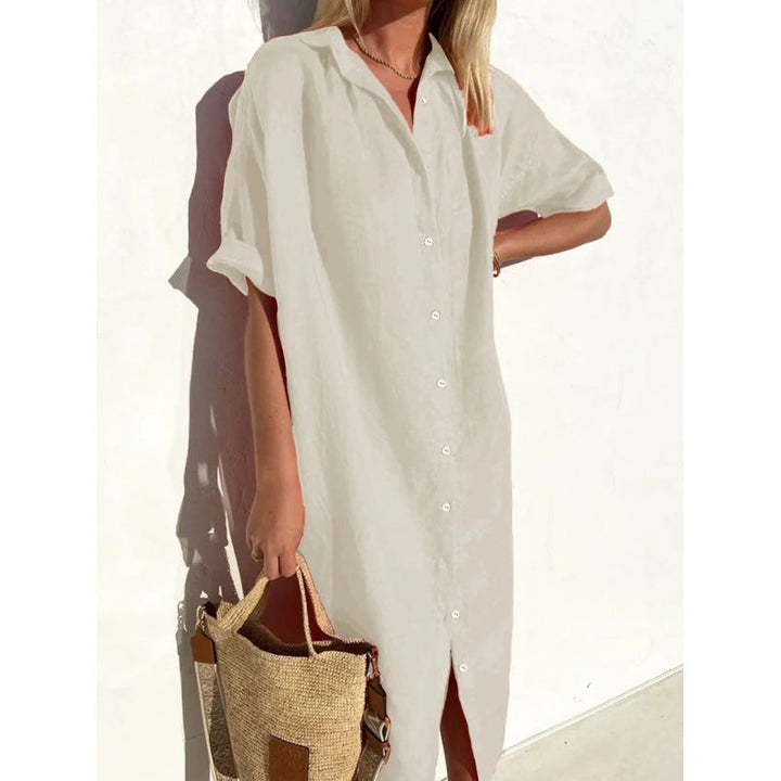 Levoire | Robe de poche Coton-lin Longue robe de poche Couleur abricot