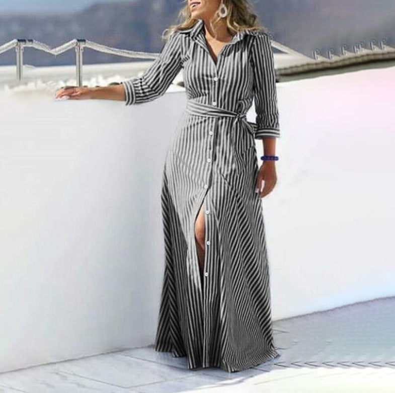 Levoire | Robe Maxi Moderne Tendance Avec Manches Longues Et Poches Noir