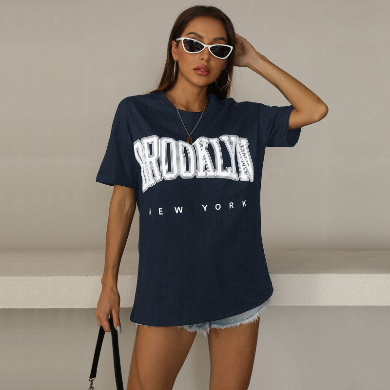T-shirt surdimensionné pour femmes avec impression tendance Brooklyn Levoire