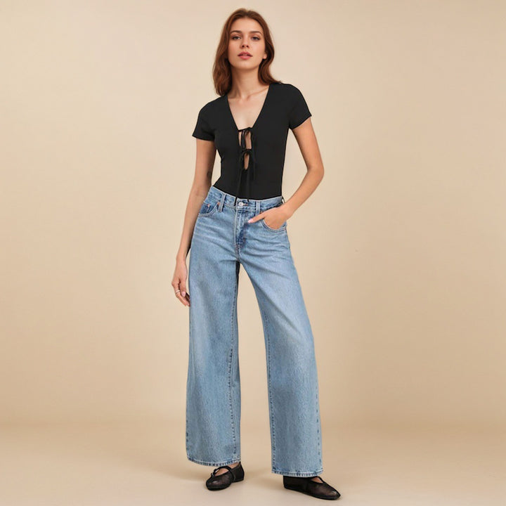 Body pour femmes avec un col en V à la mode et détail à nouer Levoire