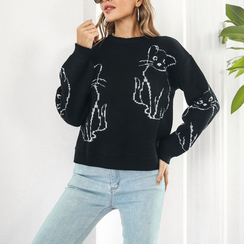 Levoire | En Tricot À Imprimé Chat